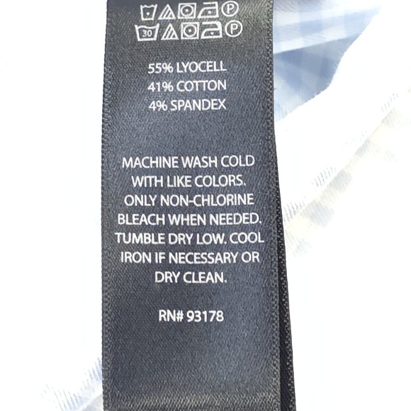 Porter + Ash Shirt Large Blue Gingham Check Long Sleeve Button Up Stretch - Picture 6 of 8